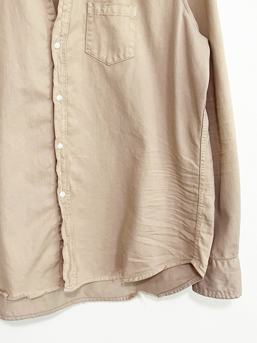 Frank & Eileen Eileen Button-Up Shirt Famous Denim Sand Tan Size: Medium - Picture 5 of 10